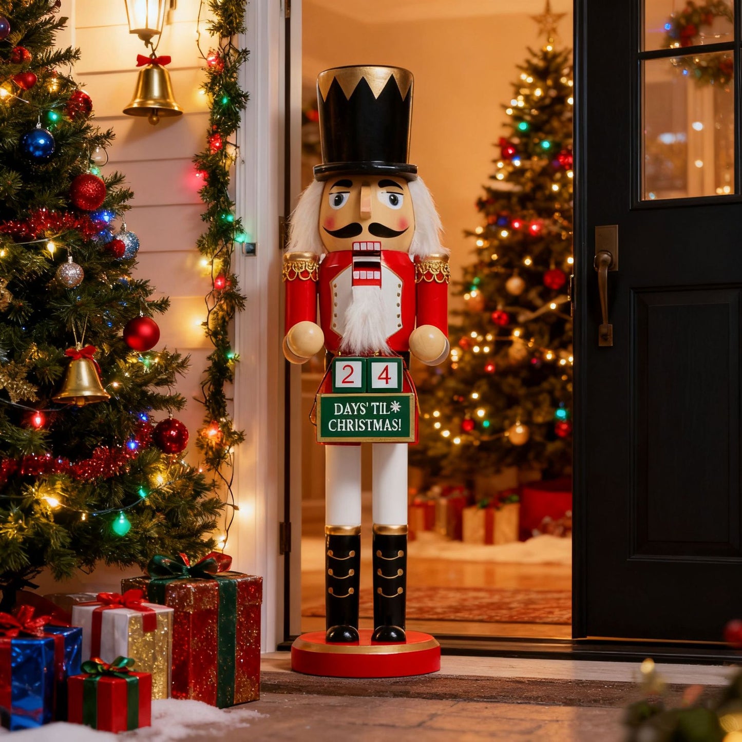 Wooden Nutcracker Christmas Tree Background Decoration Desktop Door Ornament