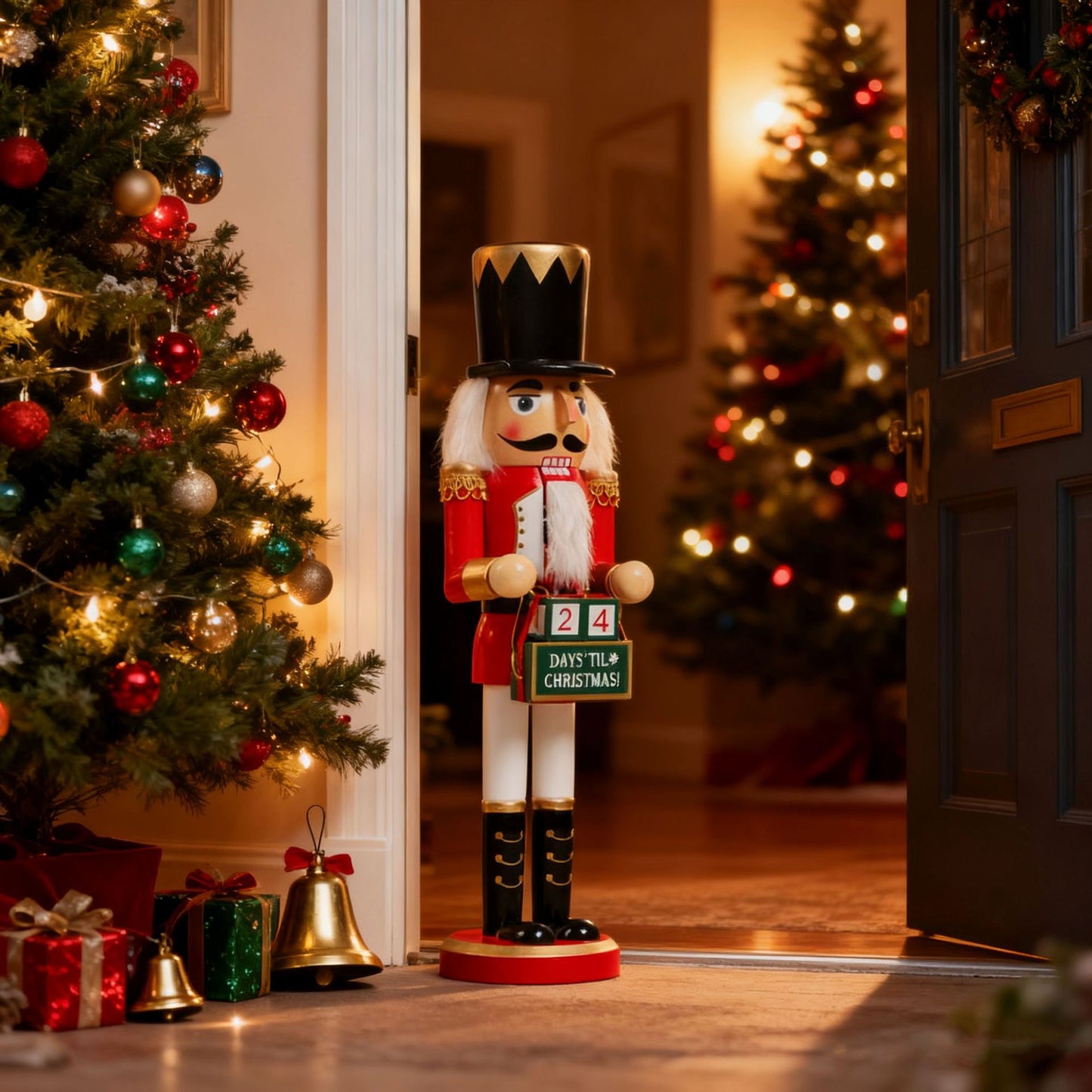 Wooden Nutcracker Christmas Tree Background Decoration Desktop Door Ornament